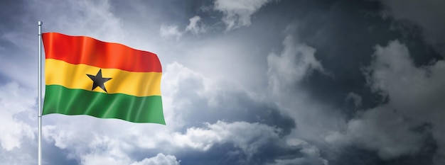 Ghanaian Flag on a cloudy sky