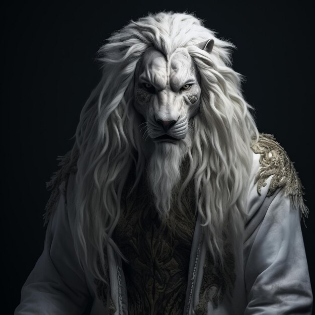 Ghastly Disguise Captivating Portrait of a Photorealistic Lion in a Ghostly Costume