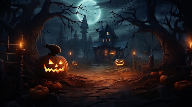 Premium AI Image | Ghastly haunted house background