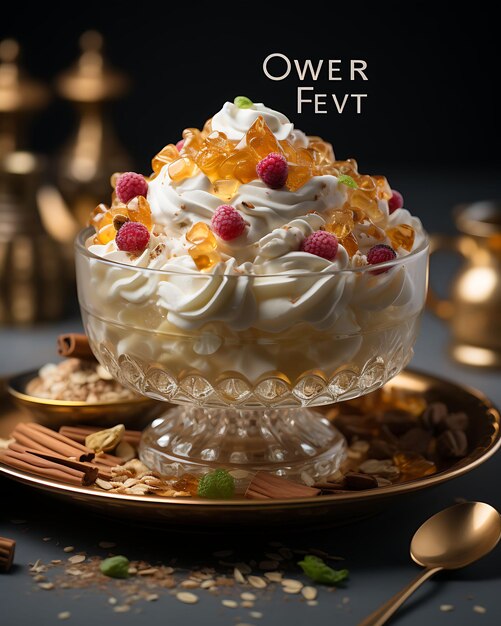 Ghewar Dessert With Silver Foil Nuts Regal Gold and Cream Co India Culinary Culture Layout Website