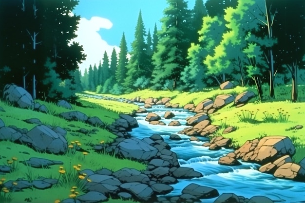 Ghibli Studio-achtige achtergrond