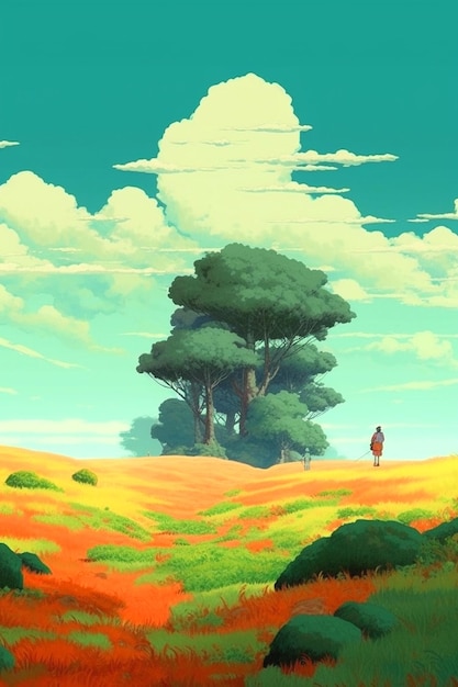 Ghibli Studio geïnspireerde achtergrond