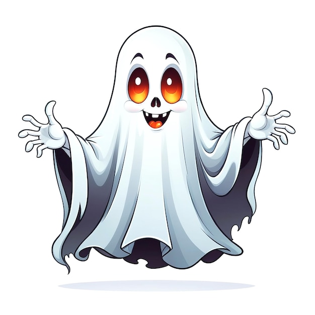 Photo ghost cartoon character illustration on white background
