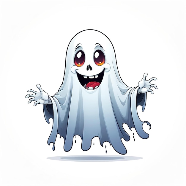 Ghost Cartoon Character Illustration On White Background