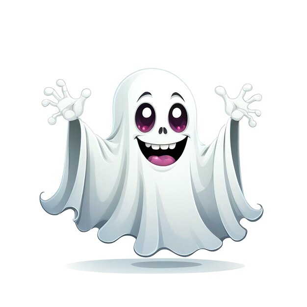 Photo ghost cartoon character illustration on white background