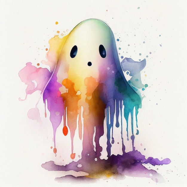 Ghost character cartoon watercolor style Generative AI