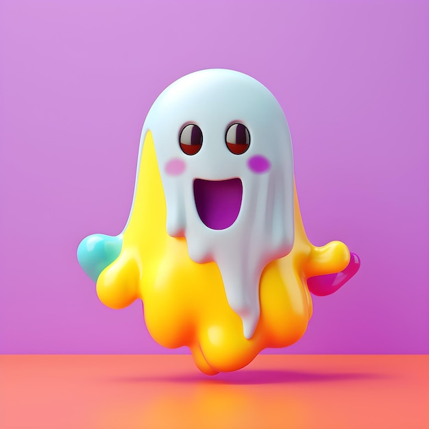 A ghost character with a happy face