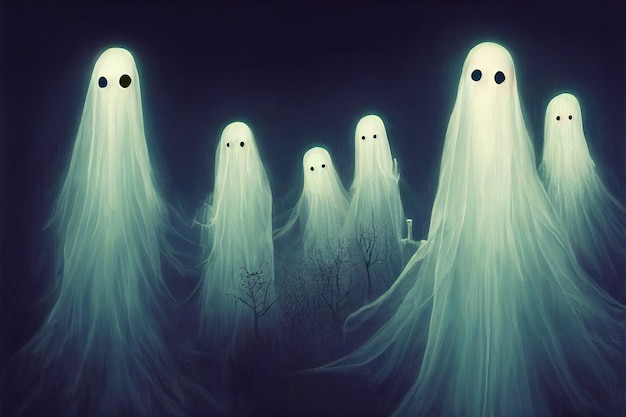Ghost characters Halloween dead boo ghosts