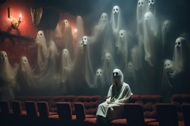 Foto fantasma nella sala del cinema fenomeni paranormali generativo ai