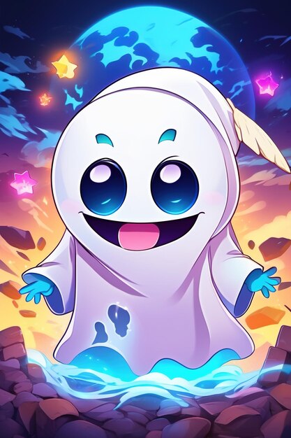 Ghost cute character design illustration style halloween