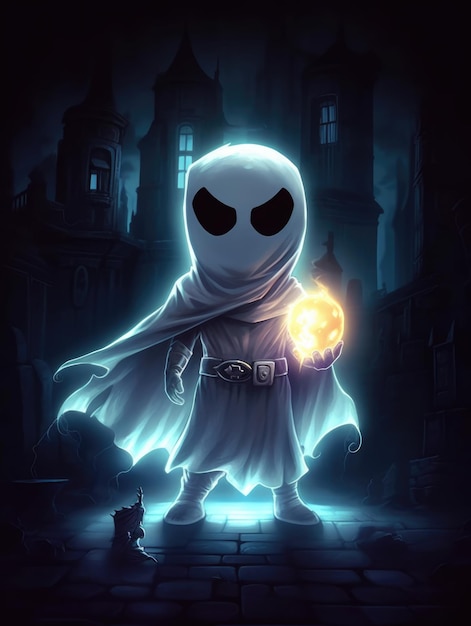 A ghost cute super hero