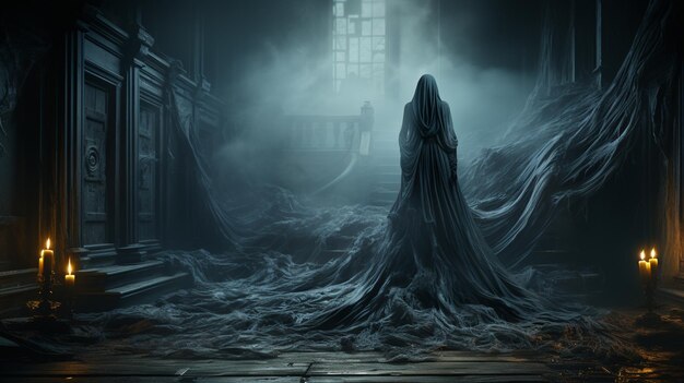 ghost in dark fog