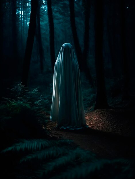 Foto la notte della foresta dei fantasmi