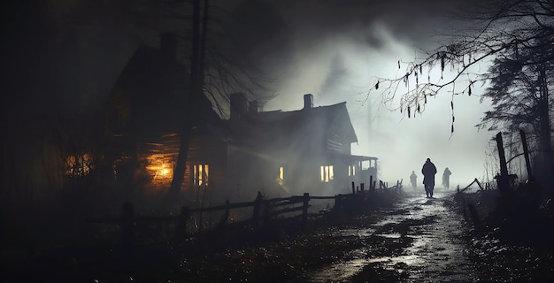 Фото дома-призрака в темноте