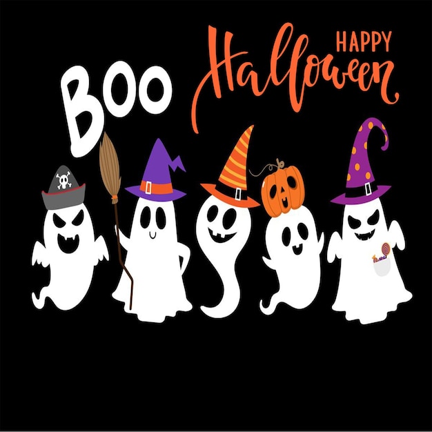 Photo ghost icon and happy halloween