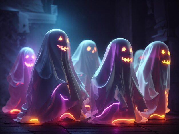 Ghost neon halloween party