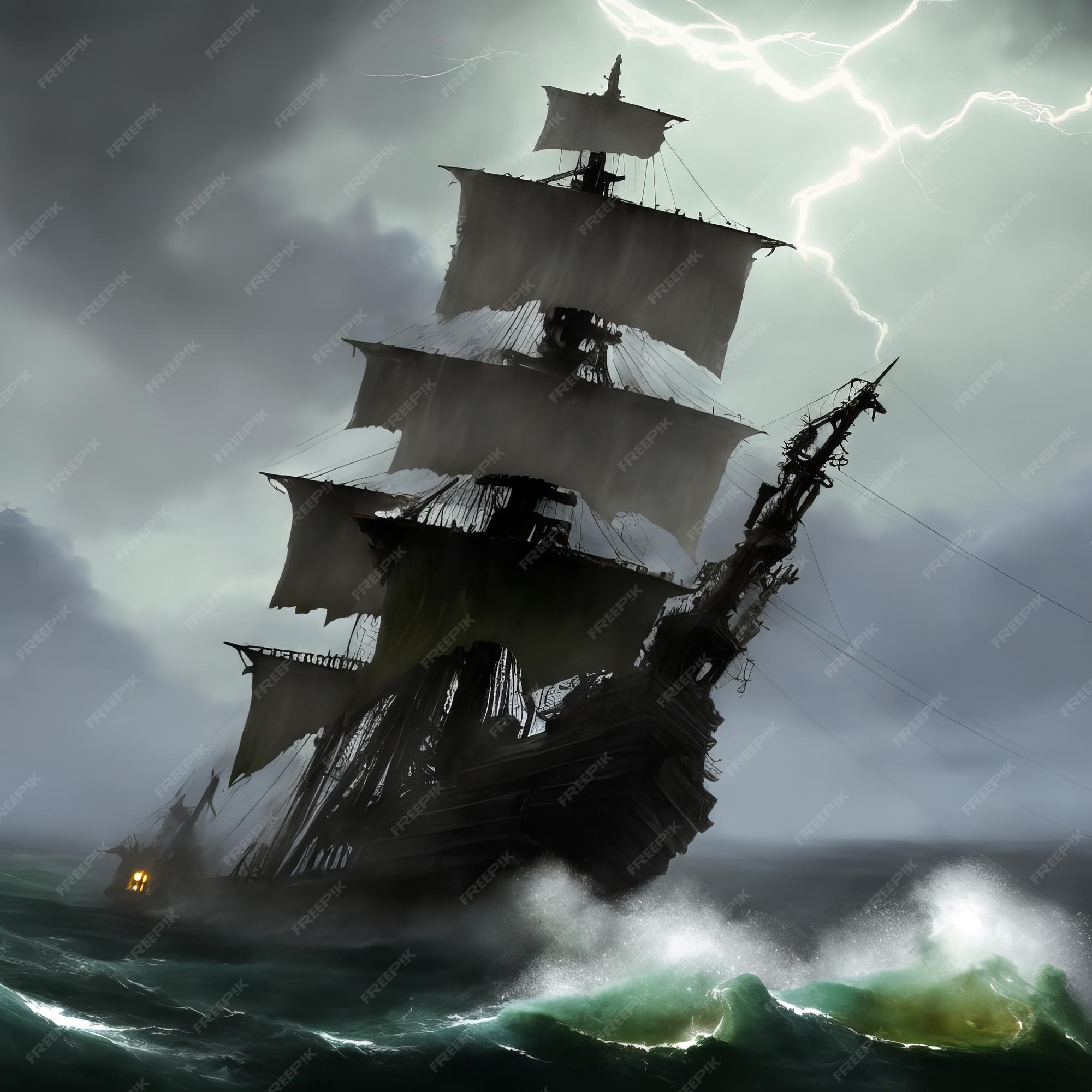 premium-ai-image-ghost-pirate-ship-with-thunder