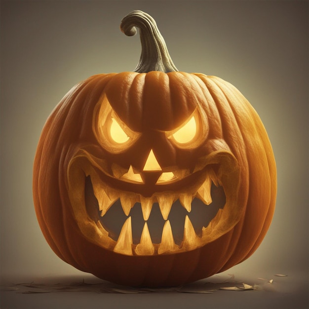 The ghost pumpkin head jack lantern scary smile and stack together ai generated