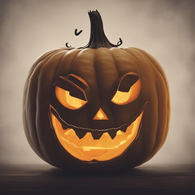 The ghost pumpkin head jack lantern scary smile and stack together ai generated