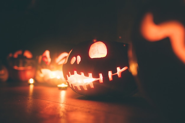 Ghost pumpkins on Halloween