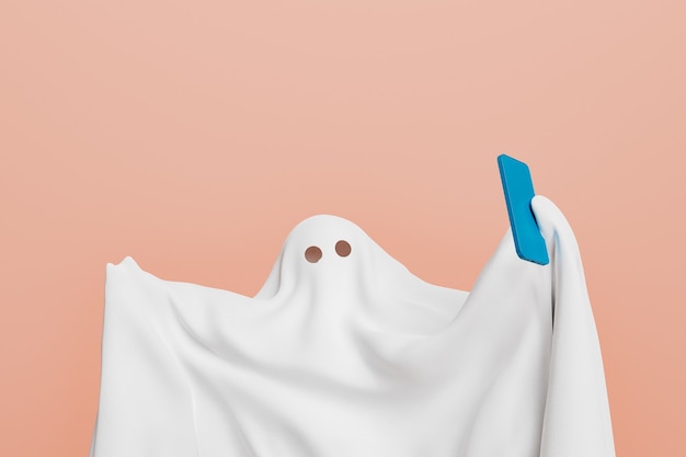 ghost taking a selfie with a smartphone