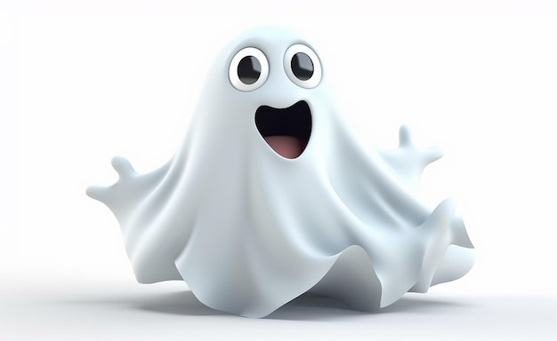 A ghost with a big eyes and a big smile on his face