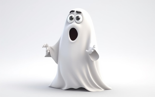 A ghost with a big mouth and a big smile on his face