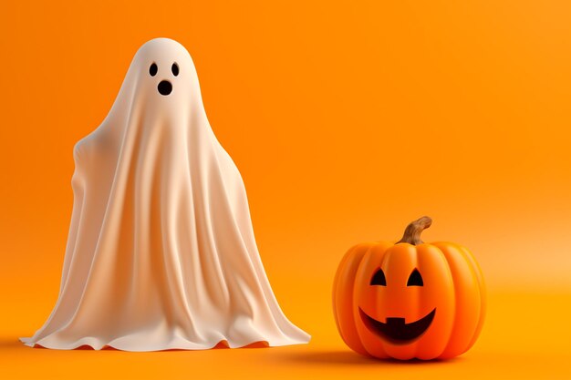a ghost with a pumpkin halloween