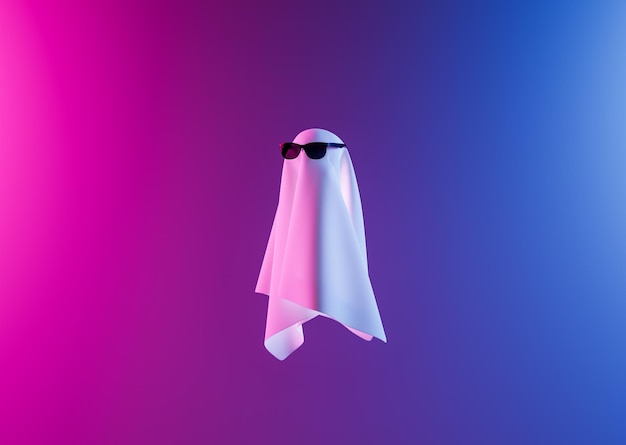 ghost with sunglasses and neon lighting