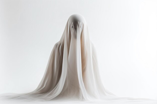 a ghost with a veil on a white background