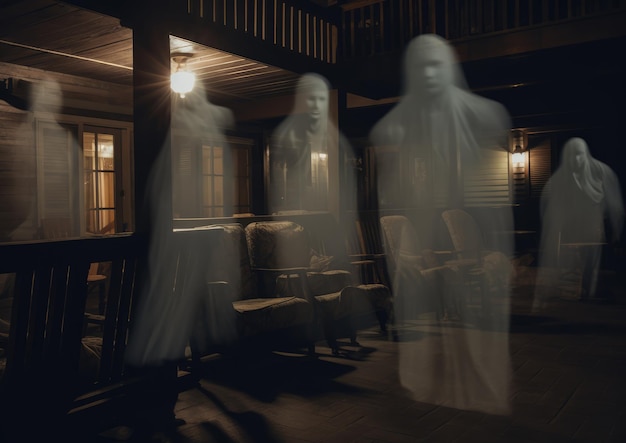 写真 幽霊旅館の周りに浮かぶ幽霊のようなもの