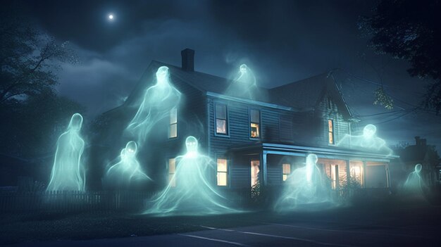 写真 夜に浮かぶ幽霊のような幽霊