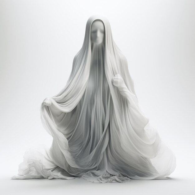 Ghostly Elegance Een 3D-gedrukte vrouw van witte doek