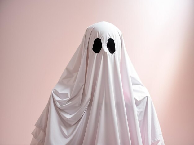 Premium AI Image | Ghostly Elegance White Ghost Sheet Costume Against ...