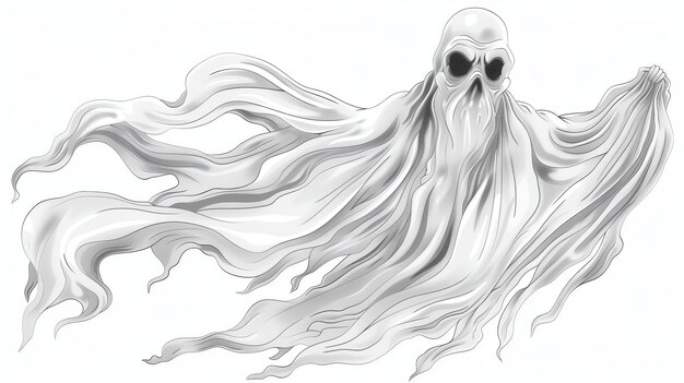 A ghostly figure with a skulllike face and tattered robes