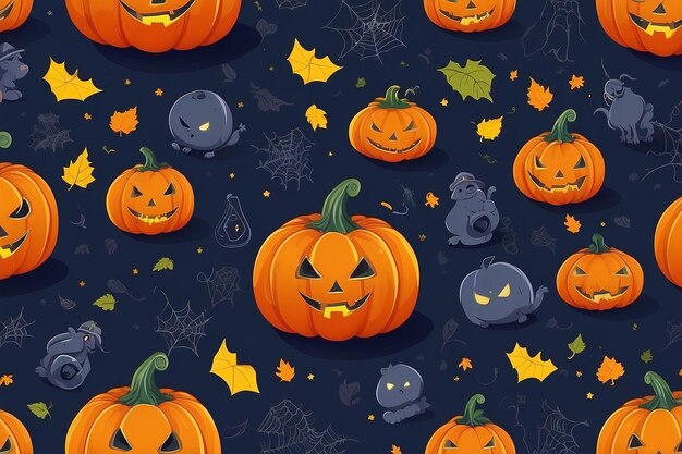 Ghosts Pumpkin And Pot Halloween Background Vector