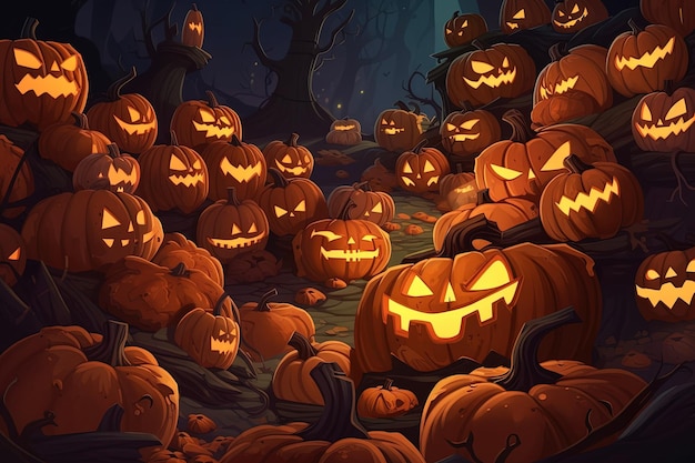 Ghosts and Pumpkins A Halloween Spectacle of Spooky Delights Generative AI