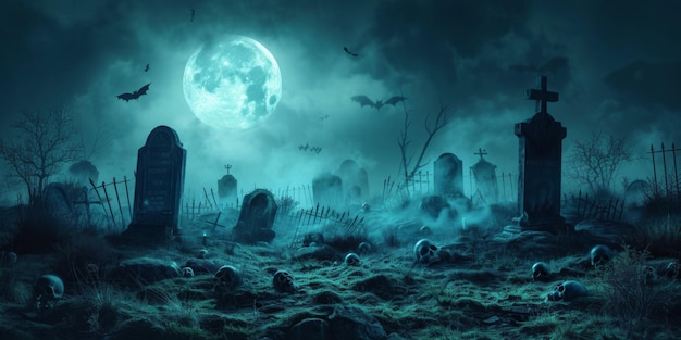 Ghoulish Halloween Graveyard Scene Brought To Life With Realistic Vector Design