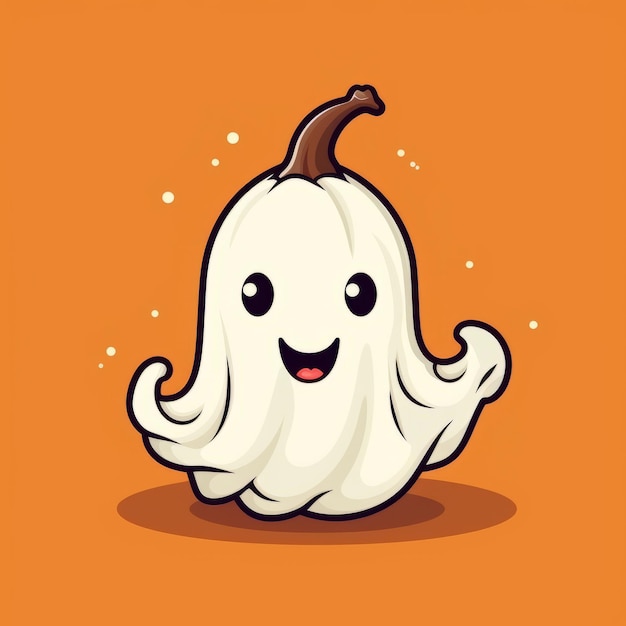 Ghoulishly Adorable Een schattige Ghost Doodle ontmoet een Halloween Pompoen in Vector stijl