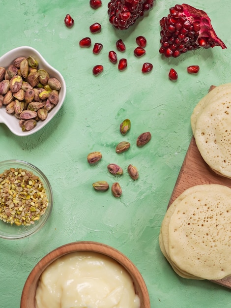 Ghrayaf - Algerian pancakes, Maghreb cuisine.