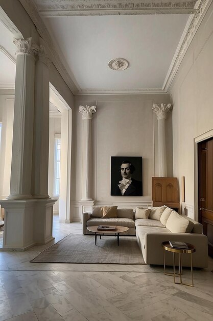 Giancarlo Valle Inspired Living Room Minimal Elegance with Ionic Columns