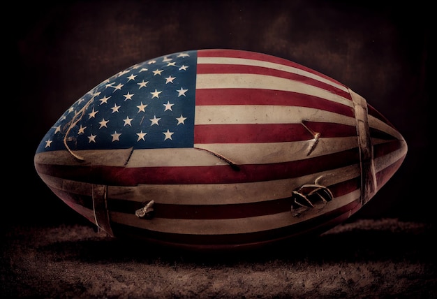 A giant american flag is displayed on a dark background.