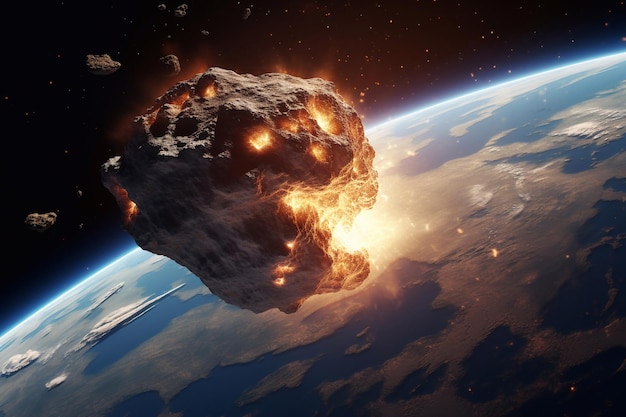 Giant Asteroid in the space approaching Earth