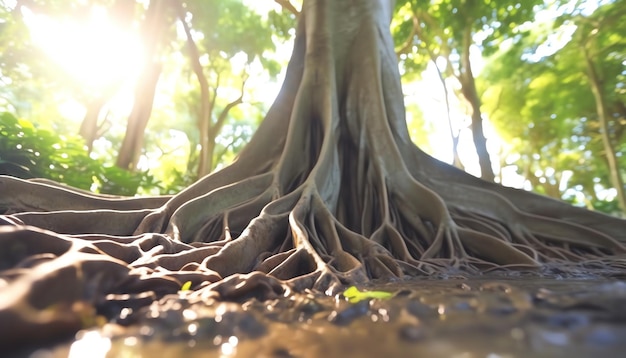 巨大なバニヤン木の自然の背景