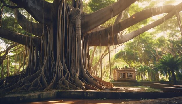 Giant banyan tree nature background