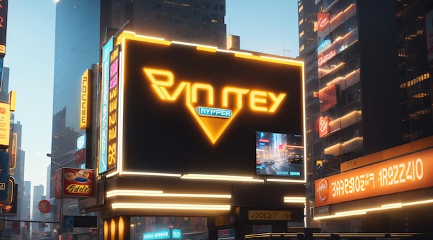 Giant Billboard Signage in Futuristic City Corner