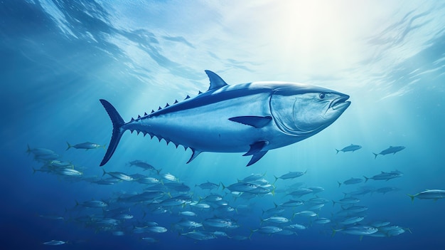 Premium Photo  Giant Bluefin Tuna Fish Swimming in Ocean Sea Water