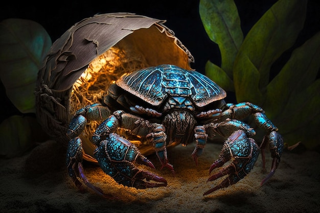 Giant Coconut crab ultra detailed image Ai generated art