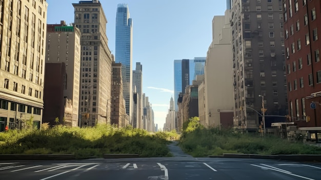 Photo a giant deserted metropolis during the apocalypse destroyed city without people with skyscrapers