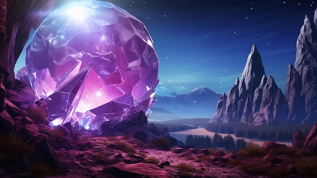 A giant diamond sits in the desert.